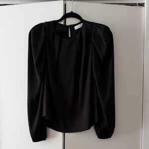 Astr Black Puff-Sleeve Blouse